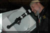 Guy Malmborg tries out the new eyepiece assembly (so long it requires a counterweight).  17 FEB 2005 